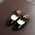 thumbnail image 5 of Toddler Girls Rhinestone Lace Flats Patent Leather Solid Color Fashion Casual Shoes for Kids Children Black 10.5M(28), 5 of 6