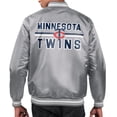 thumbnail image 2 of Men's Starter  Gray Minnesota Twins Printed Team Logo Satin Varsity Full-Snap Jacket, 2 of 2