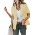 thumbnail image 2 of kamemir Blazer Jackets for Women Open Front Short Sleeve Casual Work Office Blazers(Beige,3XL), 2 of 6