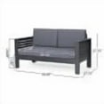 thumbnail image 3 of Acacia Wood Outdoor Loveseat and Coffee Table Set with Cushions, Dark Gray, 3 of 9