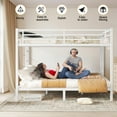 thumbnail image 2 of Miniyam Queen over Queen Metal Bunk Bed with Guardrail & Dual Ladders,Black, 2 of 7