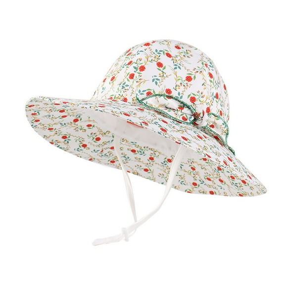 Baby Hats forboys Baby Girl Floral Sun Hat With UPF 50+ Outdoor Adjustable Toddler Beach Hat With Wide Brim Bucket Hats for Baby Boys and Girls &Red 6-12 Months