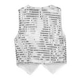 thumbnail image 2 of YONGHS Kids Boys Glittery Sequined Vest Top Waistcoat Costume for Choir Jazz Dance 7-15 Silver 9-10, 2 of 4