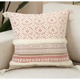 thumbnail image 1 of Nvzi Fundas de almohada decorativas de estilo marroquí moderno con borlas de 18 x 18 pulgadas (rosa), 1 of 5