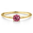 thumbnail image 3 of Gem Stone King 14K Yellow Gold Pink Tourmaline Engagement Ring for Women | 0.52 Cttw | Round 5MM | Gemstone October Birthstone | Size 8, 3 of 6
