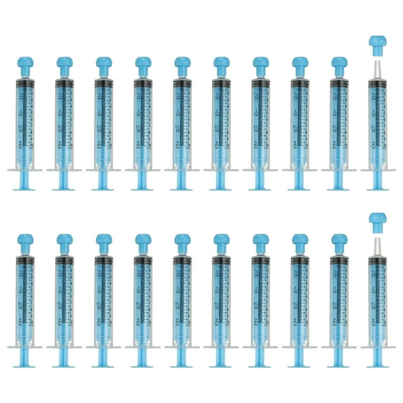 Uxcell Feeding Syringes with Cap Plastic Syringes Pet Feeding Measuring Tool No Needle, 10ml, Blue, 20 Pcs for Pets