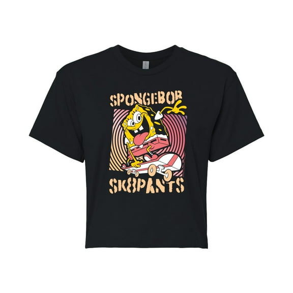 Spongebob Squarepants - Sk8Pants - Juniors Cropped Graphic T-Shirt