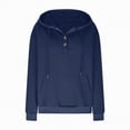 thumbnail image 4 of Godom Button Hoodies Women 2025 Loose Casual Long Sleeve Sweatshirt Fall Fashion V Neck Pullover Tops, 4 of 5