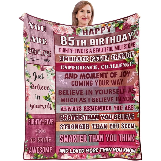 LHSHID 85th Birthday Gifts Blanket 85th Birthday for Women 85th Birthday Gift Ideas 85 Year Old Birthday Decoration for Friend Mom Wife Grandmother Unique 85th Birthday Gift 60x80in