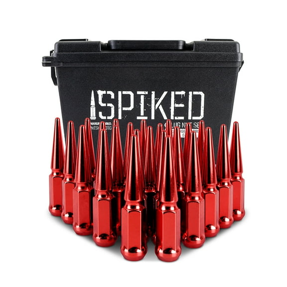 Mishimoto Spiked Lug Nuts, M14x1.5, 24-PC Set, Red