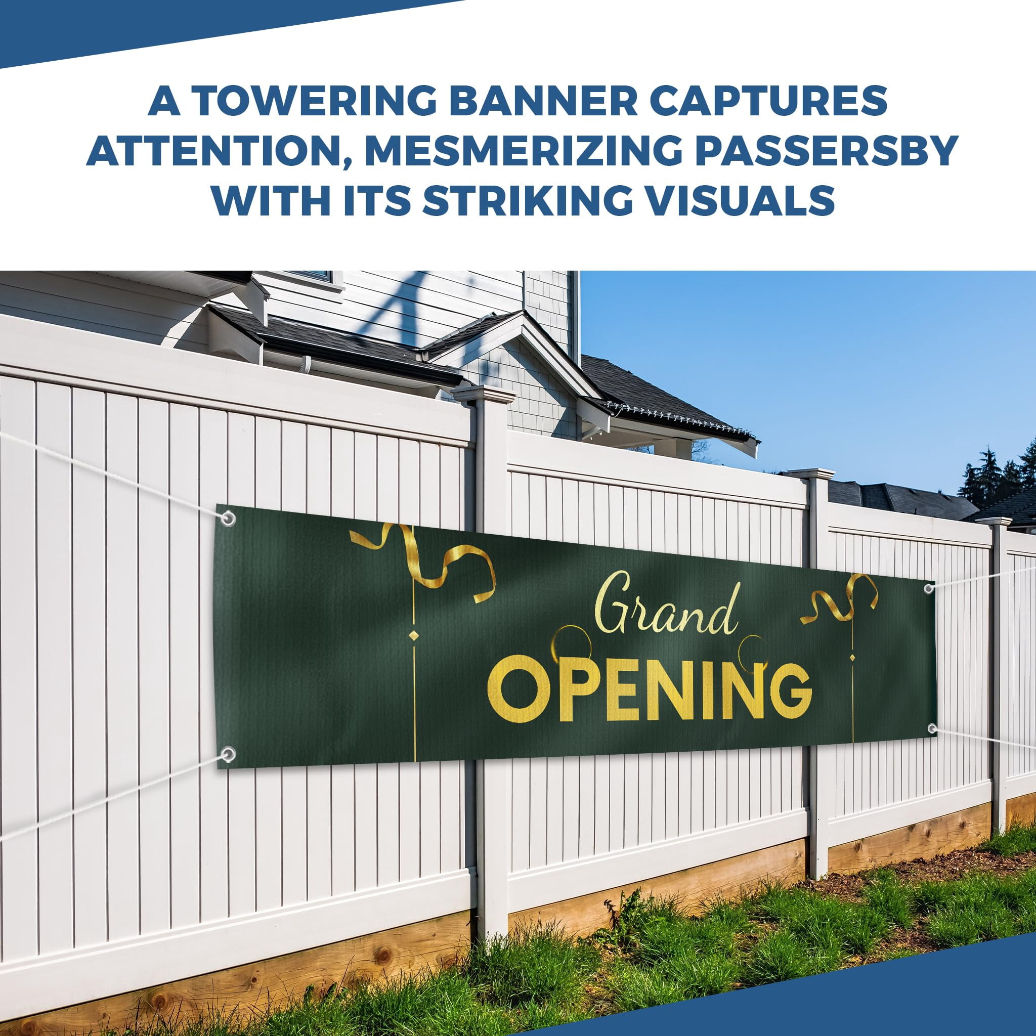 Grand Opening Banner Sign For Outdoor-Indoor Use 4x1 Ft Large Custom Banner and Signs with Hanging Rope Grand Opening Backdrop for Party Decor Oxford Cloth Sublimation Banner for Easy Hang