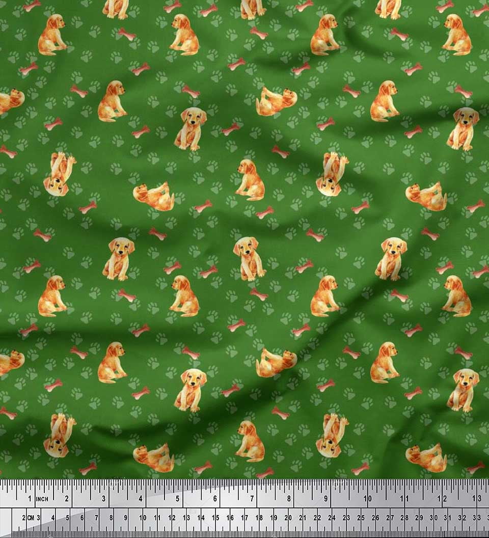 Photo inspiration: Visual Reference: Soimoi Cotton Duck Fabric Paw Bone Puppy Dog Print Fabric