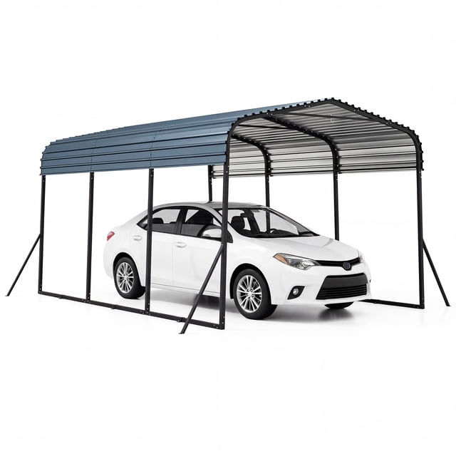 Gymax Abri d'Auto Robuste pour l'Extérieur en Acier Galvanisé, Garage, Abri de Voiture avec Toit Étanche
