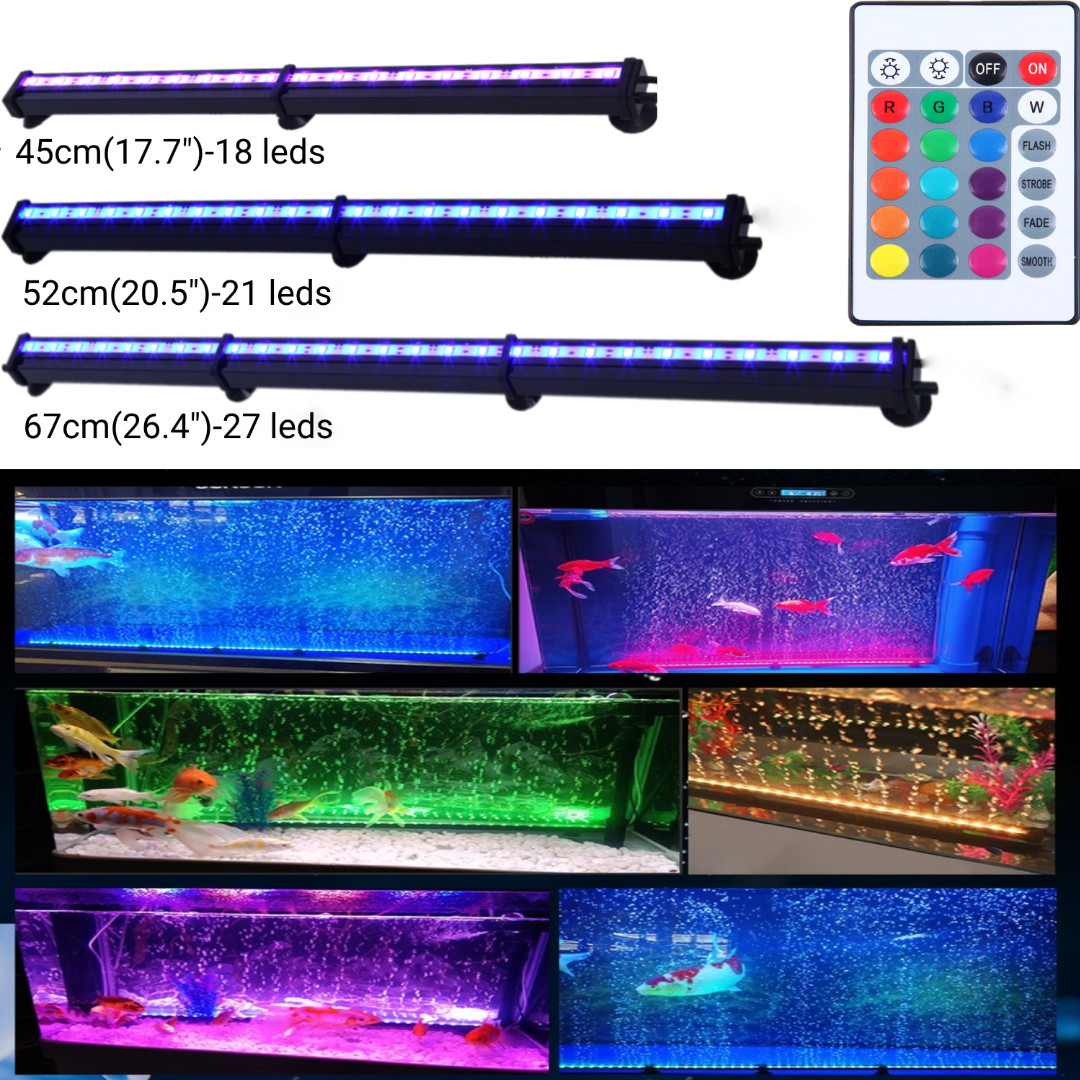 Aanpassen voorstel Kader Ridgeyard Aquarium Air Bubble Lights RGB LED Submersible 16 Colors Fish Tank  Light Bar with Remote Control 26.4" - Walmart.com