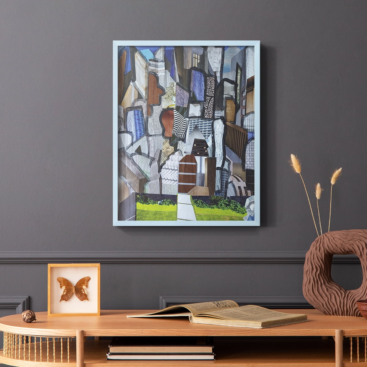 Chicago Grant Park Framed Print in Blue Solid Wood Framed Print No Nail Hanging