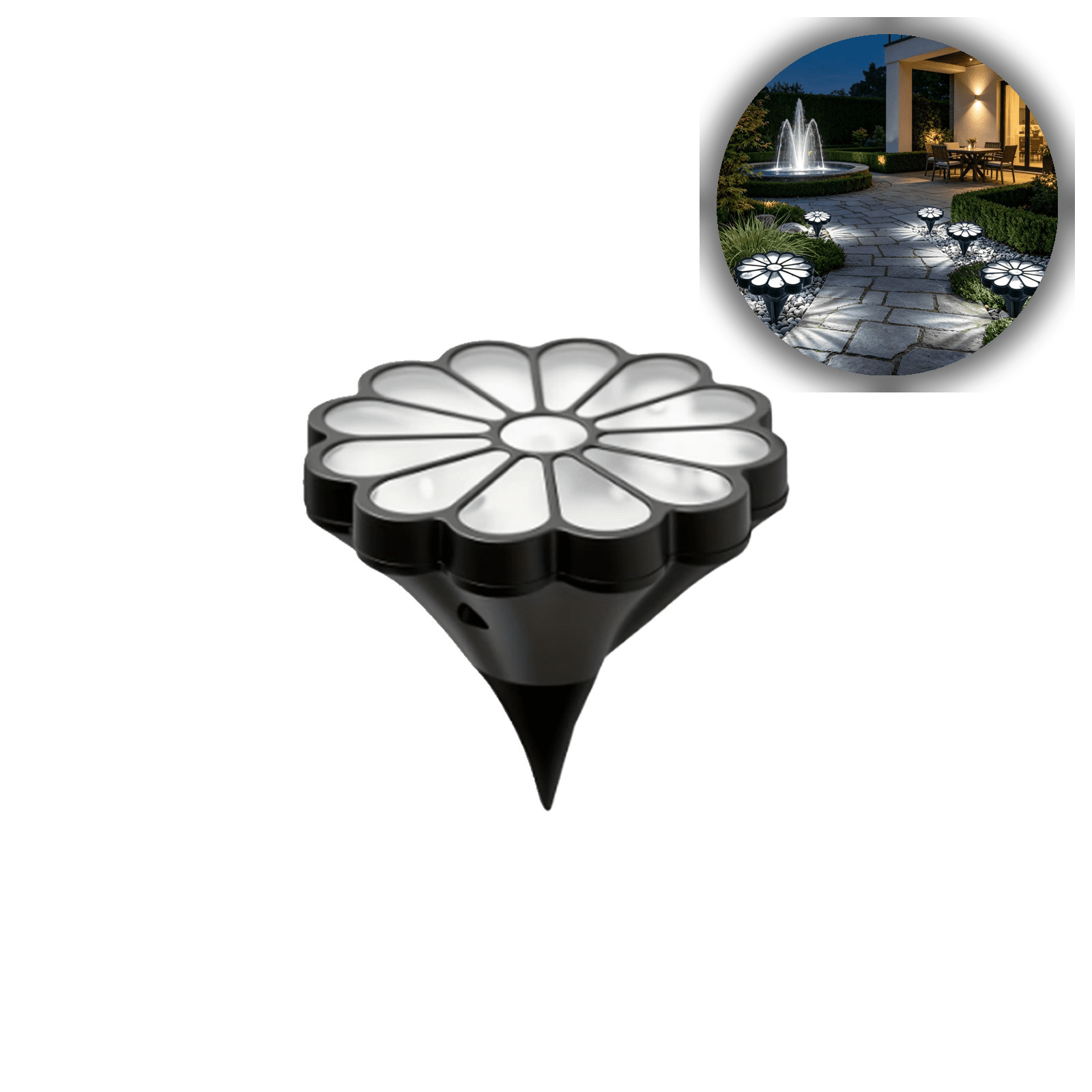 4 Pack Solar Garden Flower Lights - Outdoor Decorative Pathway Stake Lights with Waterproof Design for Lawn Patio Yard and Landscape Ambiance