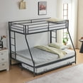 thumbnail image 2 of Zimtown Twin over Full Metal Bunk Beds with Daybed, Bed with Trundle, Bed Frame,Gray, 2 of 6
