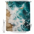 thumbnail image 2 of Teal Green Shower Curtains for Bathroom, Gradient Sea Wave Abstract Ocean Beach Scenery Washable Fabric Shower Curtain with Hooks Waterproof Bathroom Decor Sets, 72 x 72 Inches, 2 of 9