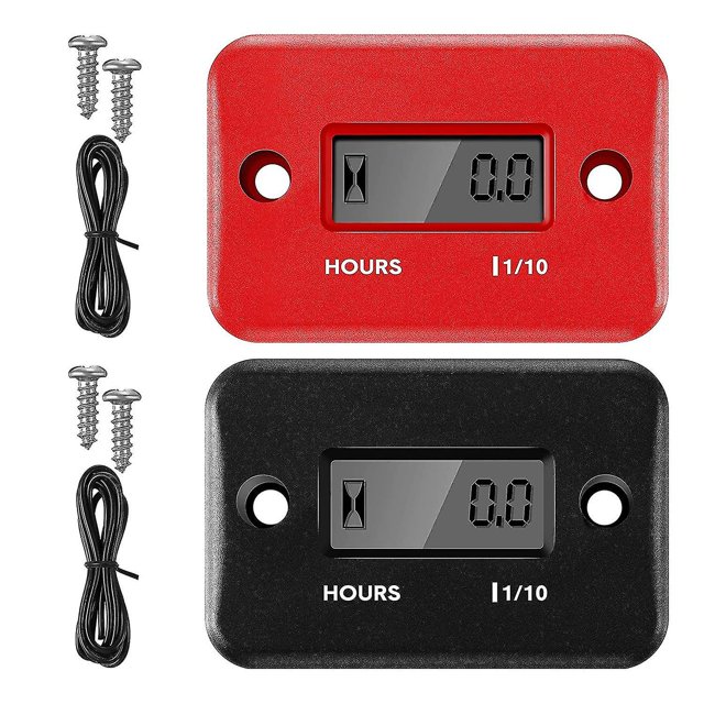 Medidor de horas inductivo de 2 piezas para moto de cross de cortacésped de gas (negro, rojo) kaili Sencillez