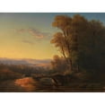 thumbnail image 2 of Franz Graf von Pocci 18x15 Black Ornate Wood Framed Double Matted Museum Art Print Titled - South German Landscape in the Evening Light (1840-50), 2 of 5