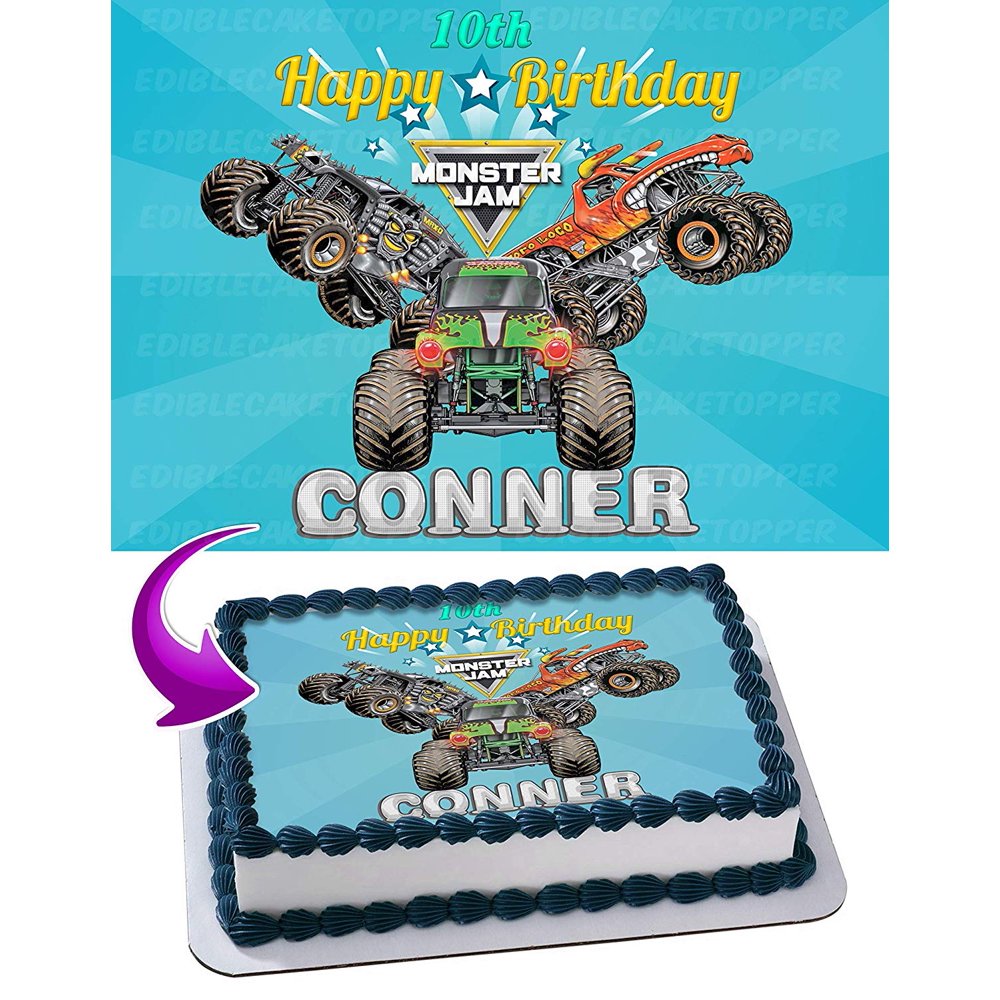 Monster Truck Grave Digger, MaxD Edible Cake Image Topper Monster Truck Grave Digger, MaxD Edible Cake Image Topper