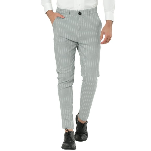 Pantalones de vestirrayas pahombre Pantalones de negocios con frente plano y corte entallado gris XL
