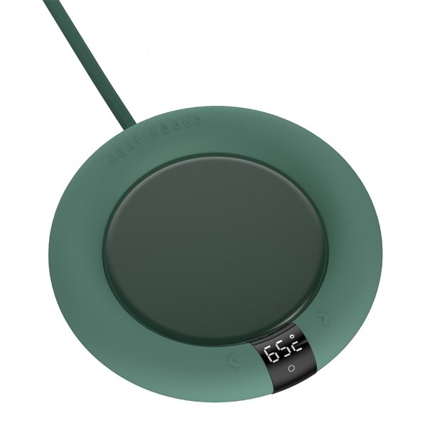 Calentador de tazas de café con leche y chocolate para todo tipo de tazas, 3 niveles de temperatura con pantalla LED y sensor de huellas dactilares, posavasos de agua caliente (verde)