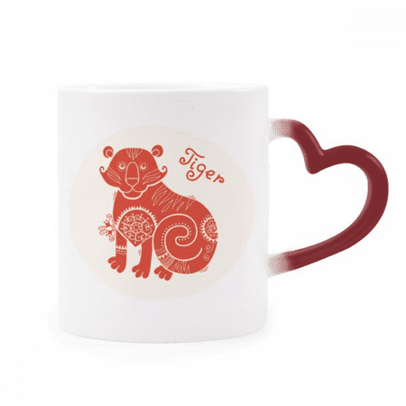 

Year Of Tiger Animal China Zodiac Red Heat Sensitive Mug Red Color Changing Stoneware Cup