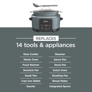 Ninja 14-in-1 PossibleCooker PRO 8.5-qt Multi-Cooker, with Slow Cooker, Dutch Oven, Steamer & More, Glass Lid & Integrated Spoon, Oven Safe Pot to 500°F, MC1001 Sea Salt Gray