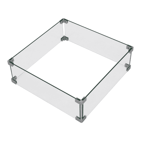 Sol Living Outdoor Fire Pit Table Tempered Glass Square 22 x 22 x 7.7 inches Heavy Duty Firepit Accessory Wind Screen, Clear