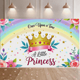 thumbnail image 3 of Once Upon a Time A Little Princess Themed Background, Rainbow Crown Floral Banner, Party Decoration, Birthday Party Supplies, Photography Props, Girls Party Decor, 3 of 7