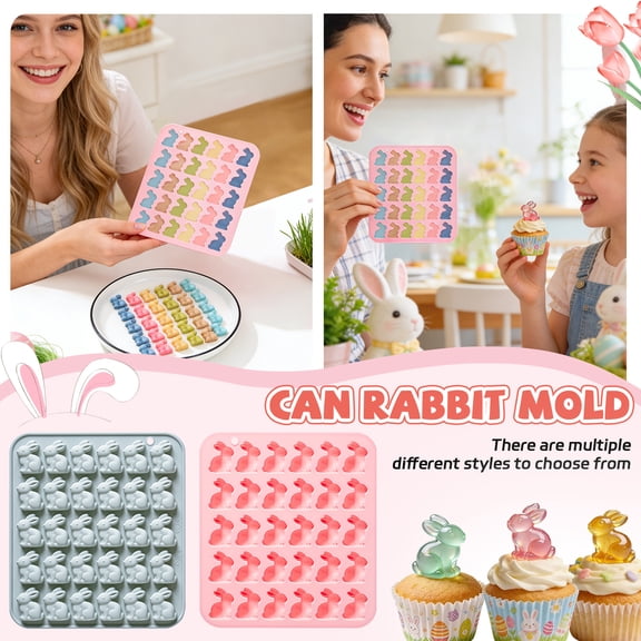 Easter Bunny Silicone Baking Mold, 30-Cavity Non-Stick Chocolate & Candy Mold for Easter & DIY Baking (Blue)