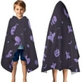 thumbnail image 3 of Halloween Purple Spooky Icons Hooded Bath Towel，50"x30" for Ages 3 To 12 Kids, Quick Dry Lightweight Soft Microfiber Hood Beach Towel Cover Up for Kids, 3 of 7