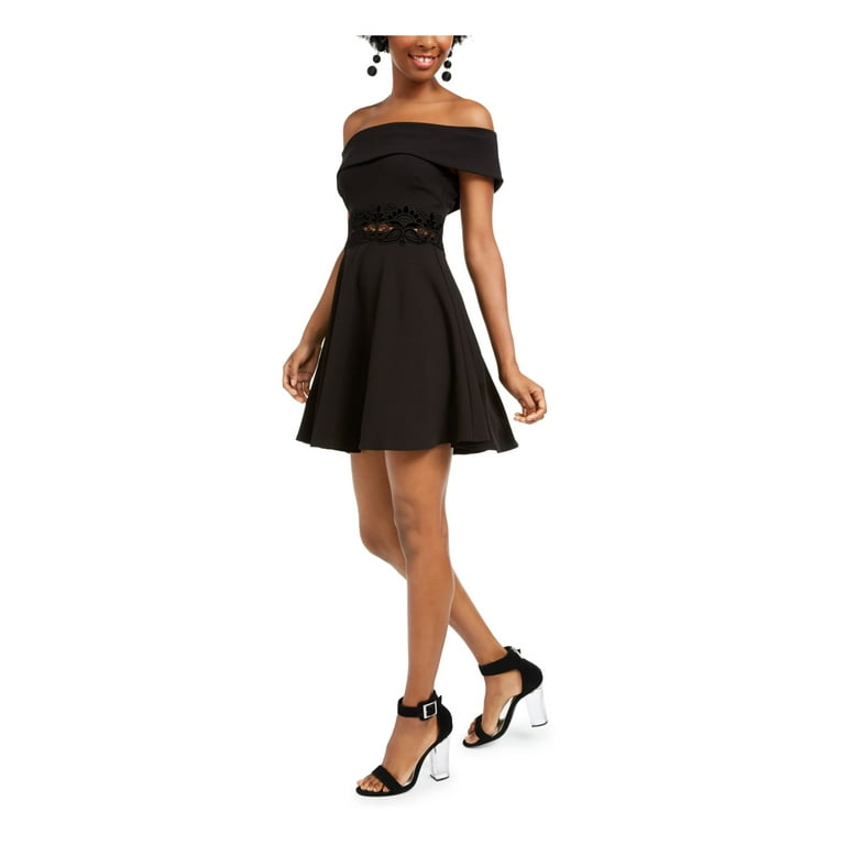 Sleek Fit Off-Shoulder Black Mini Dress Sleek Fit Off-Shoulder Black Mini Dress
