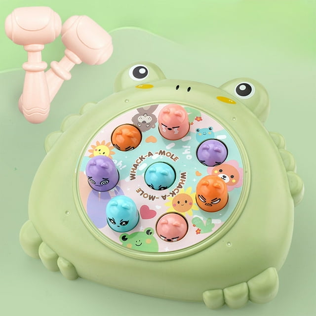SIYTUAU Children Whack A Mole Game Toy With 2 Hammers Early Learning Activity For Kids 2+ Years Educational Fun Green Plastic Arcade Style Double Hammer B