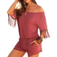 thumbnail image 1 of Women's Strapless Off Shoulder Printed Beachwear Short Rompers Jumpsuits, 1 of 4