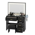 thumbnail image 6 of Uforic Black Makeup Vanity Desk with Lighted Mirror and Storage, 4 Drawers, 6 of 9