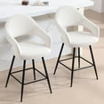 thumbnail image 3 of Foreate Velvet Swivel Barstools Set of 2, 26" Seat Counter Height w/ Hollow Mid-Back Metal Legs, Upholstered Modern Kitchen Pub Island Stools Bar Chairs, 3 of 12