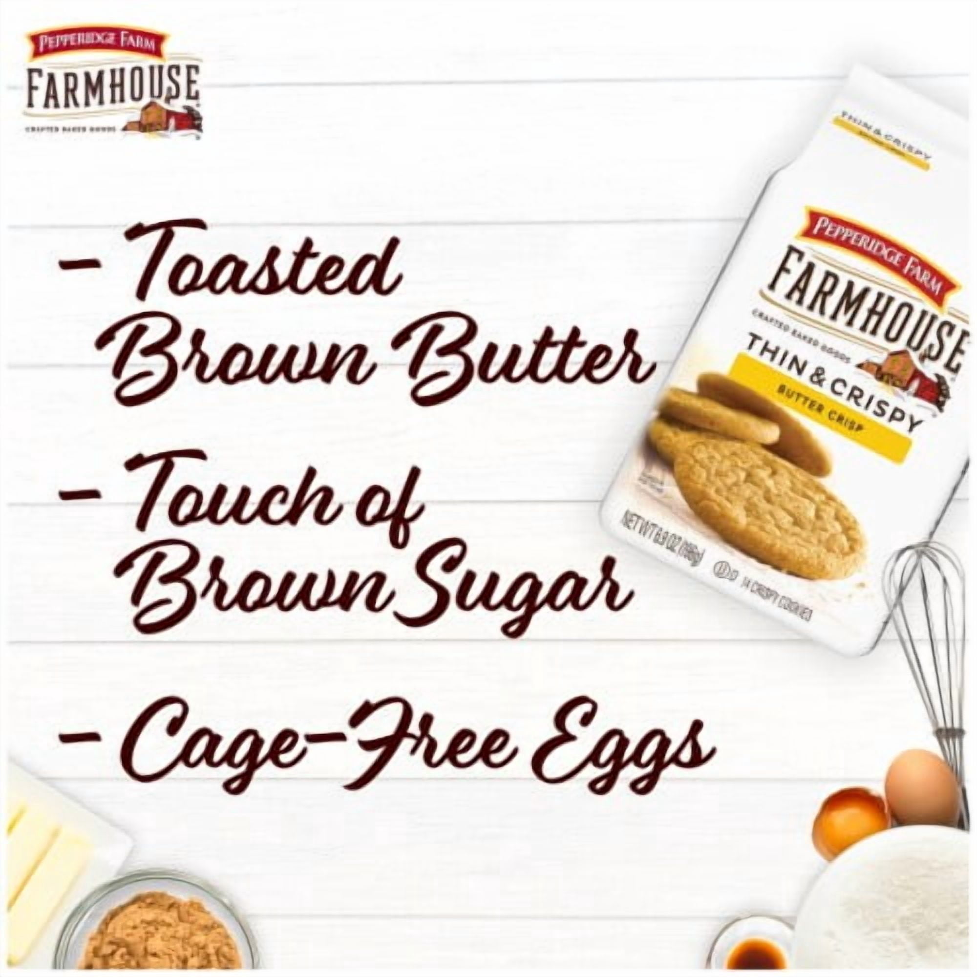 Pack of 2 - Pepperidge Farm Farmhouse Thin & Crispy Butter Crisp Cookies, 6.9 Oz Bag 6.9 oz Packaging May Vary