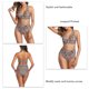 thumbnail image 5 of Traje de baño de 2 piezas para mujer, traje de baño con estampado de leopardo, trajes de baño de cintura alta, conjuntos de Bikini con cordón Halter, café claro 3XL, 5 of 6