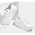 thumbnail image 4 of LUCKY STEP Fashion Chunky Faux Leather Sneakers Low Top Casual Shoes,White,Womens, 4 of 9