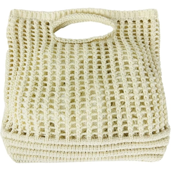 Kukuzhu Women's Handwoven Aesthetic Tote Bag Crochet Handbag Cute Knitted Mesh Beach Bag for Summer Vocation Shopping
