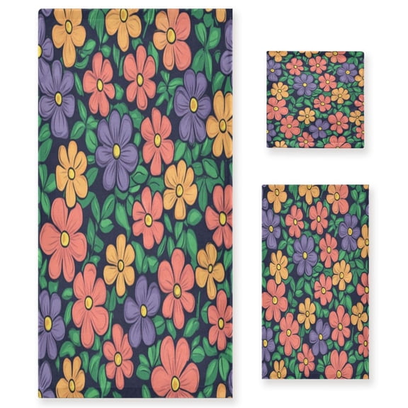 Three-Piece Towel Set Face Towel Towel Set Hand Towel Bath Towel Cotton Bath Towels Bath Towel Sets Hand Bath Towels Lovely Flower2