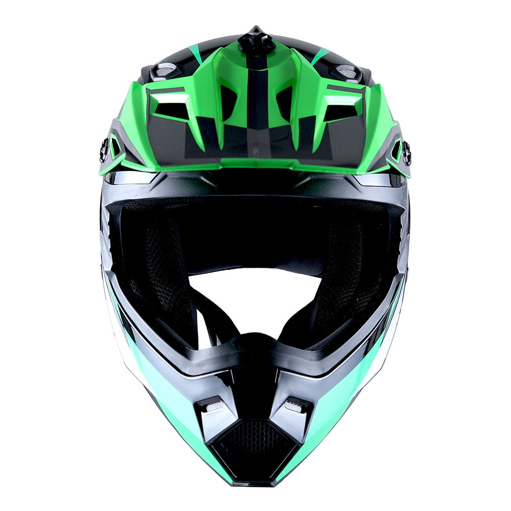 1Storm Adult Motocross Helmet BMX MX ATV Dirt Bike Helmet Racing Style HF801 + Goggle + Gloves Bundle; Sonic Green