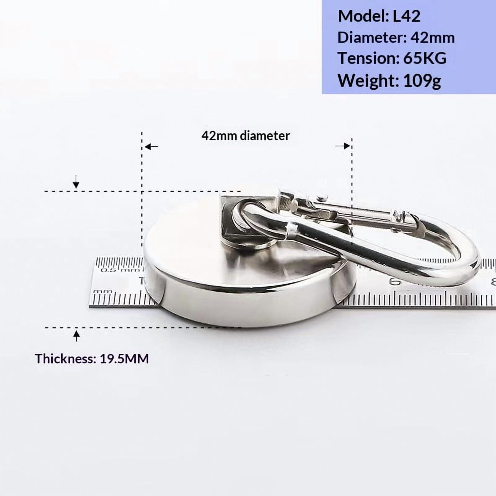 Xl-Kang Magnetic Hooks 65kg Heavy Duty Neodymium Magnet Carabiner with Swivel Carabiner Snap Hook for Indoor/Outdoor Hanging Grill Kitchen Warehouse Office