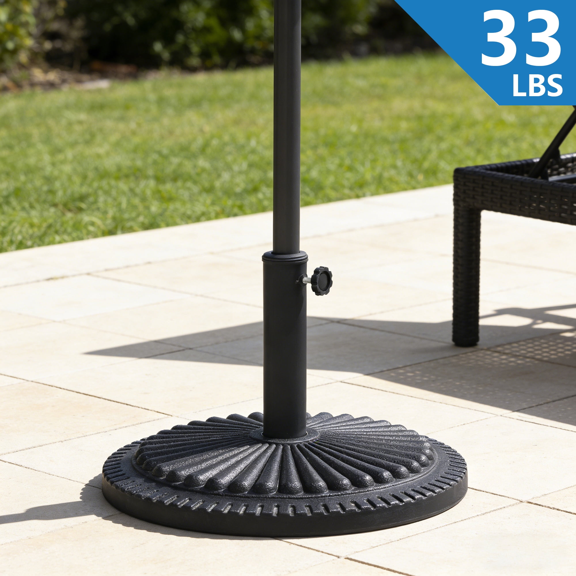 Abble 33 lbs. Heavy Duty Patio Umbrella Base Outdoor Market Umbrella Stand in Black