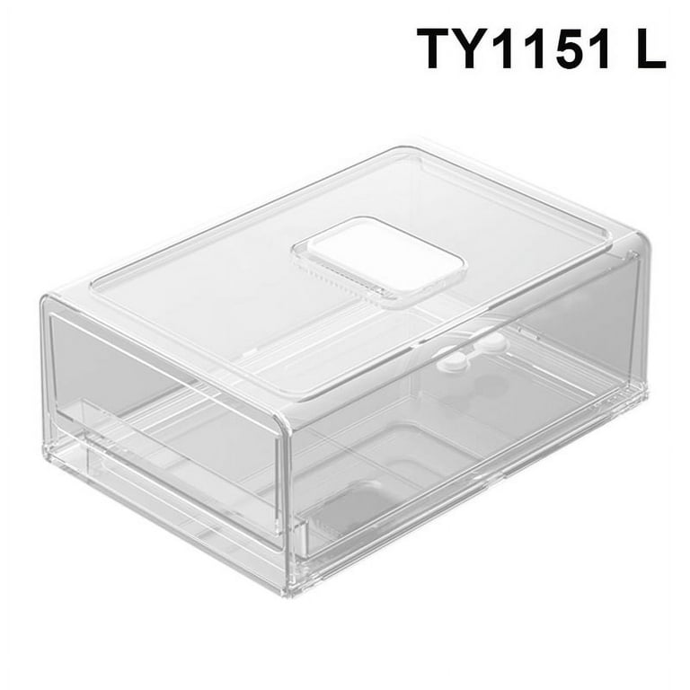 Food Storage Containers with Cover Refrigerator Drawer Stackable Kitchen  Pantry Cabinet with Drainage Hole for Freezer New 