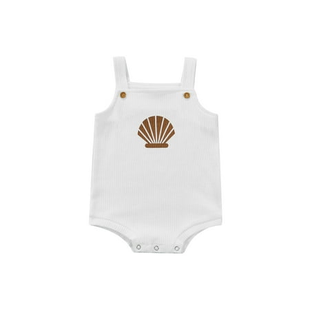 

LisenraIn Infant Baby Summer Romper Cartoon Shell Printed Sleeveless Strap Triangle Bodysuit