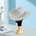 thumbnail image 4 of West Feather Cowboy Hat, Solid Color Wide Brim for Party Party Costume Decorations , White, 4 of 7