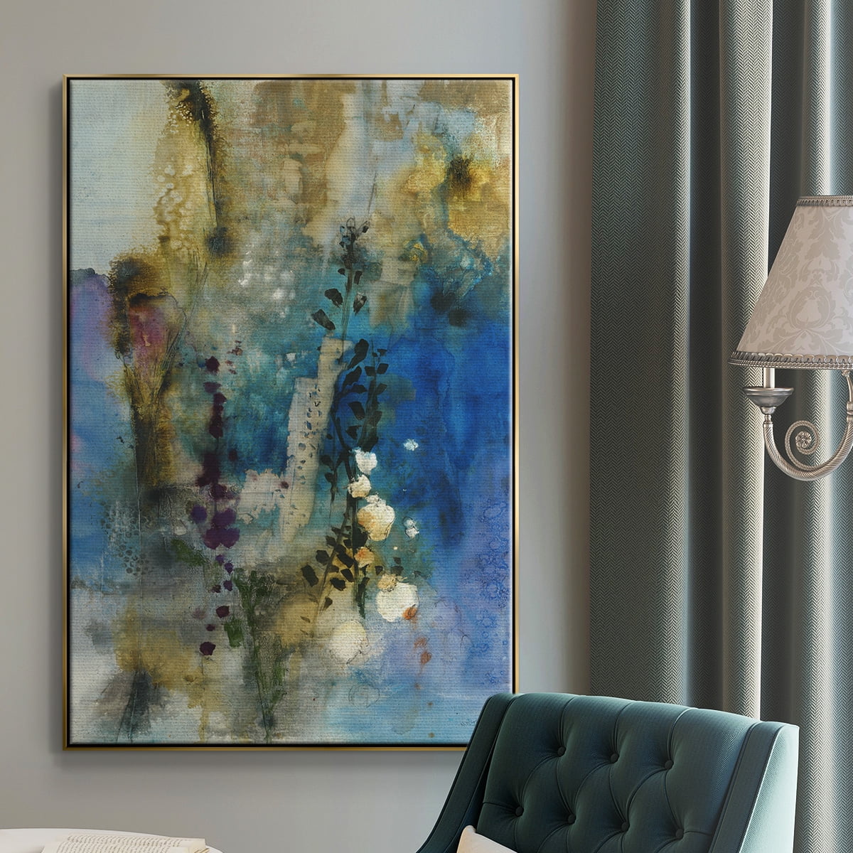 Immerge I Framed Premium Gallery Wrapped Canvas - Ready to Hang - 27 x 41 - Gold Floating Frame